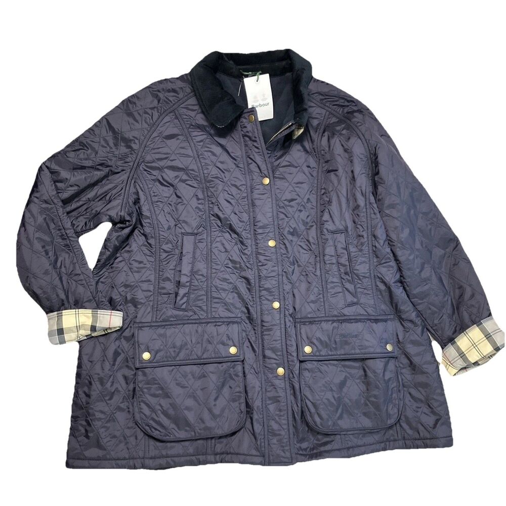 Barbour Beadnell Polarquilt Jacket Quilted Blue Coat Equestrian Womens 2X